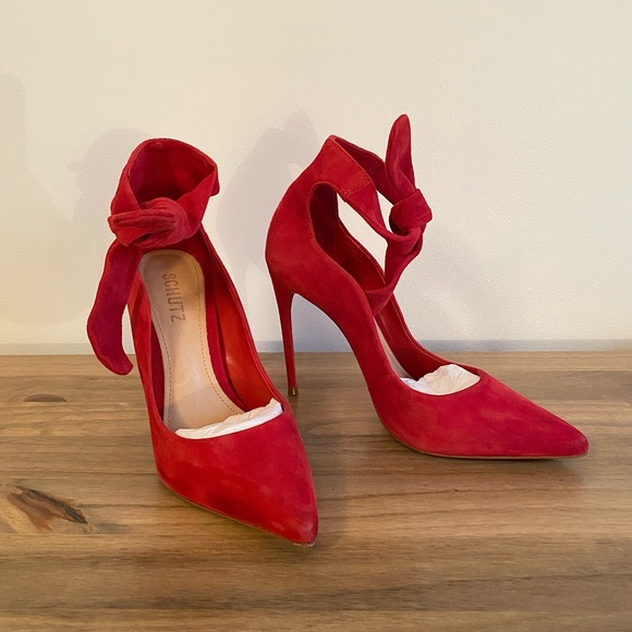 SCHUTZ Red Suede Pumps, size 37 - Picture 11 of 11
